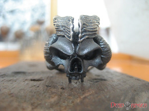 Products: Horned God Skull Ring deadringerjewelry