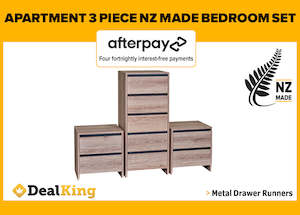 Bedroom Furniture: APARTMENT FULLY ASSEMBLED 3PC NZ MADE BEDROOM SUITE