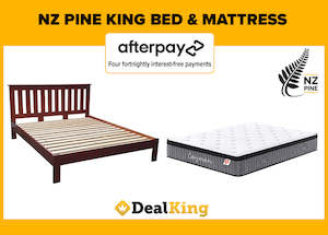 NZ PINE KING SLAT BED & POCKET SPRING MATTRESS