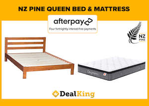 QUEEN NZ PINE SLAT BED + POCKET SPRING MATTRESS