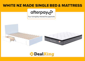 WHITE 2 DRAWER NZ MADE SINGLE BED & POCKET SPRING MATTRESS