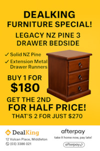2X LEGACY NZ PINE 3 DRAWER BEDSIDES