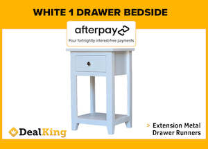 Bedroom Furniture: 1 DRAWER BEDSIDE TABLE WHITE