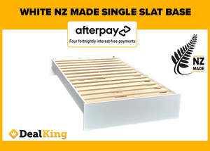 Beds: WHITE NZ MADE SINGLE SLAT BASE