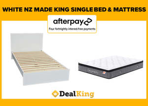 Bed Mattress: WHITE NZ MADE KING SINGLE BED & MATTRESS