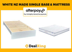 Bed Mattress: WHITE NZ MADE SINGLE SLAT BASE & MATTRESS