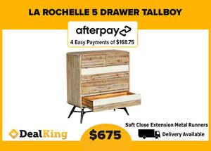 LA ROCHELLE 5 DRAWER TALLBOY