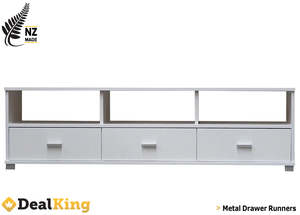 Summer Sale: 3 DRAWER FULLY ASSEMBLED NZ MADE TV UNIT WHITE