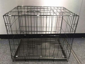 Pet Supplies: Pet Cage - 60cm Wide Collapsible Metal Pet Cage Black