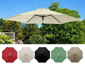Beige - 3M/8-Arm Parasol Replacement Cloth Round Garden Umbrella Cover