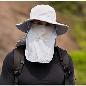 Wide Brim Outdoor Fishing Hiking Cap UV Protection - Beige