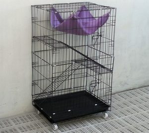 304K BLACK Pet Cage Collapsible Metal Pet Cage with Wheels