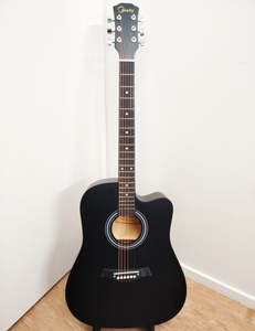 Music Instrument: 41" Wooden Acoustic Guitar - Black