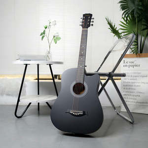 Music Instrument: 38" Wooden Acoustic Guitar - Black