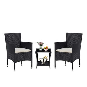 PE/PVC Rattan Patio Chairs & Round Table 3PC Set
