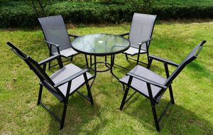 Outdoor Funiture: Quality Round Glass Table & 4 Chairs