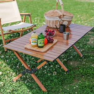 Outdoor Funiture: 90/120CM Folding Dining Table Camping Picnic Egg Roll