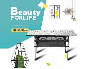 Outdoor Funiture: Portable Folding Table Tea Picnic Camping Barbecue Square Table 120X55X68