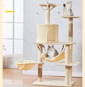 Cat Tree Scratching Post with Mouse 125CM  - Beige