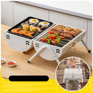 Bbqs: Portable Charcoal Grill Smoke Barbecue Grill Lockable Lid Wooden Handle