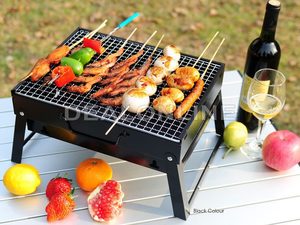 Bbqs: Portable Briefcase-Size Charcoal BBQ Stove Grill - BLACK