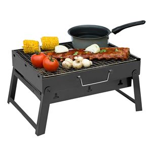 Bbqs: Large black Portable Briefcase-Size Charcoal BBQ Stove Grill - BLACK