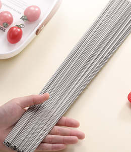 Bbqs: 100pcs L 35cm Stainless Steel BBQ Skewers Round Roast Needle Stick Shish Kebab