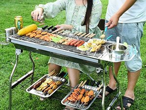 Foldable Stainless Steel BBQ Stove Grill Combo 1