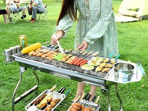 Foldable Stainless Steel BBQ Stove Grill Combo 3