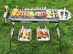 Foldable Stainless Steel BBQ Stove Grill Combo 2