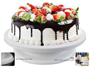 Baking: Rotatable Cake Turntable +Rubber Base Ring+Scraper