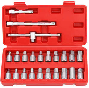 23Pcs Oil Drain Plugs Removal Tool Key Socket Kit