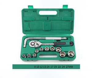 Tools: 13pcs 1/2 Inch 12-point Ratchet Socket Wrench Set Drive Socket Repairing Kit