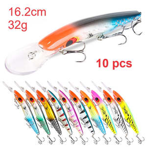 Fishing: 10 Pack Fishing Lures Hard Baits, 3D Eyes Minnow Fishing Lures 16.2cm 23g