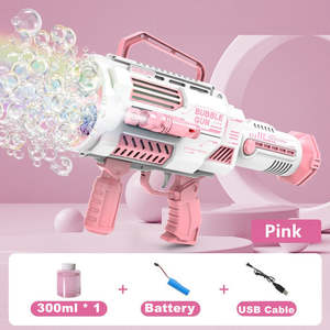 Toy 1: Large Rechargeable Rocket Bubble Gun + Flashlight (43cm)