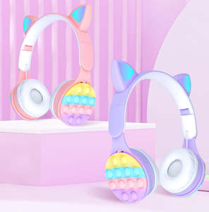 Toy 1: Rainbow Bubble Glowing Cat Ears Wireless Headset with Microphone Control LED
