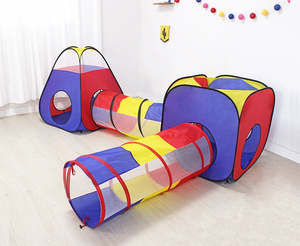 Toy Tent Tunnel: 4PCS Pop-Up Square Triangle Tunnel Play Tent Kit Set