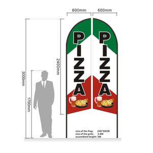 PIZZA - Pre-print Double Sided Feather Banner Flag Business Commersial 3M SET