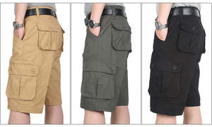 Mens Clothing: Cargo Short 1/2 Pants Outdoor Solid Color Work Short Multi-pocket Hiking Camping
