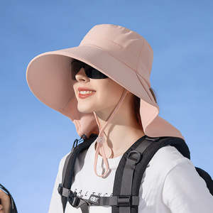 Hat: PINK Sun Hats Wide Brim Bucket Outdoor Fishing Hiking Cap UV Protection