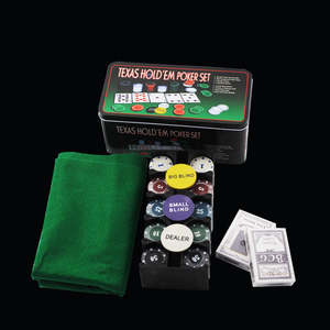 Games: TEXAS HOLD’EM POKER SET – TINNED – 200 PIECES