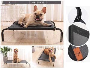 Pet Bed 1: W25268355*54*15cm Pet Bed Dog Cat Bed Mesh Elevated Raised Indoor Sleeping Cot S