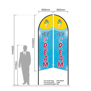 Feature Flag: ICECREAM - Pre-print Double Sided Feather Banner Flag Business Commersial 3M