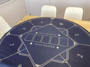 Poker Table Mat 8 Players Texas Hold'em Poker Mat 120cm Round Anti-Slip Rubber
