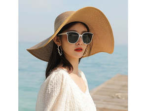 On Sale: KHAKI- Women Lady Sun Straw Hat Wide Large Brim Floppy Derby Summer Beach Cap