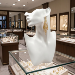 Jewellery: Mannequin Half Head Eardrop Necklace Resin Mold Stand