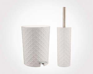 Bathroom Set: Round Flowers Dustbin & Brush Set 182208