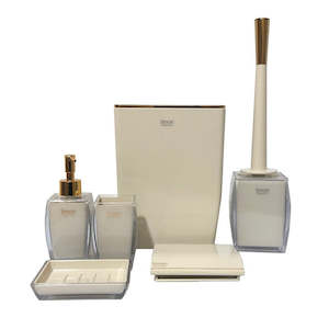 Bathroom Set: Cream & Gold Square Bathroom 6pc Set 180800