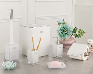 White & Silver Square Bathroom 6pc 180800