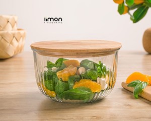 Storage: Glass bowl with Wooden Lid - 1.8L 217759